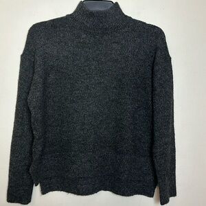 Dress Forum LA Mock Neck Drop Shoulder Relaxed Fit Charcoal Grey Sweater